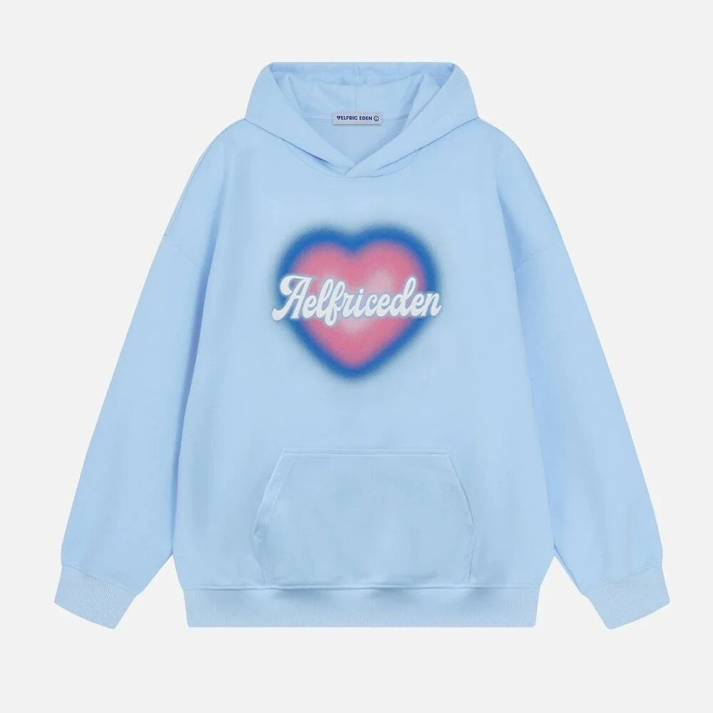 Aelfric Eden Dip Dye Heart Pullover Hoodie Light Blue Size XS